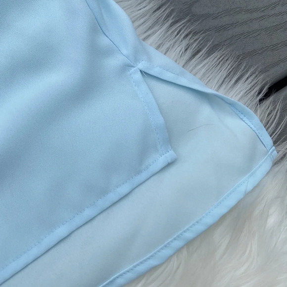 Express baby blue chiffon three quarter sleeve top - Picture 2 of 4